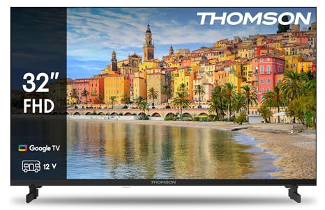 THOMSON 32 Pulgadas (81 cm) LED Full HD 12V Google Smart Camping TV, Wi-Fi,Dolby Audio, HDR10, Bluetooth 5.1, Triple-Tuner (Cable/Satélite/Antena), HDMI, Ci+, A+ Panel - 32FG2S14C