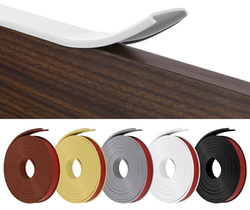 Flintronic Självhäftande möbelkant U-form, 10 m × 16 mm omkrets möbelband flexibelt, skrivbordsskydd kant skyddsremsa för DIY, skåp, platta kanter arbete-vit