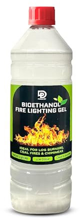 PRIMES DIY Firelighter Gel 1 Litre, Bioethanol Fuel for Fire Lighters, Camping Fire Pit, BBQ, Ethanol Fire, Natural Firelighters for Wood Burners, Burn Gel for Coal, Stoves & Chafing Fuel