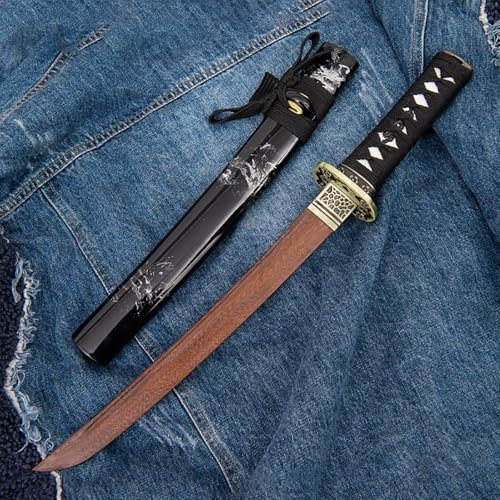 Naturligt svart rosenträ kort svärd, handgjorda trä Wakizashi, samurai träning trä svärd, träning av trä kort svärd, Kendo, Bokken, Real Martial Arts-53CM
