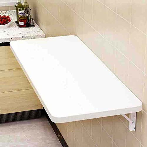 Klappbarer Wandtisch, Schreibtisch mit herunterfallenden Blättern, robuste Regalhalterung für Büro/Waschküche, Küche, Esstisch (Größe: 50 x 90 cm, Farbe: Weiß)