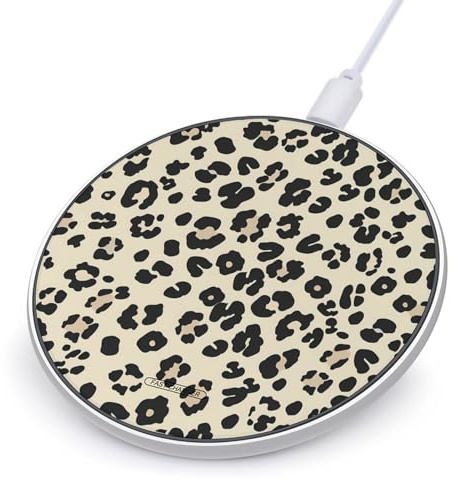 Leopard Print Wireless Charger Fast Wireless Charging Pad Slim Wireless Charger Mat for Women Men