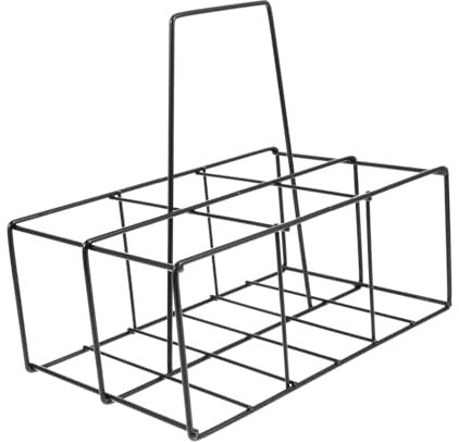 MAGICLULU Estante para Botellas De Hierro Asa Portátil, Soporte Almacenaje 6 Compartimentos, Color Negro, Multifuncional para Cerveza y Leche, Adecuado Cocina y Bar Doméstico
