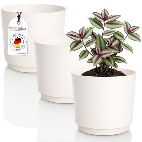 idea-station MATA - Macetero (3 x 14,5 cm, 1,8 L), color blanco
