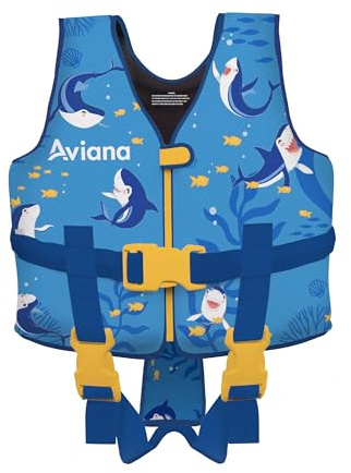 Toddler Swim Vest Floaties Jackets for Kids Pool Float Training to Swim or Fishing 33-60 lbs Boys Girls Vest (Shark, Large)