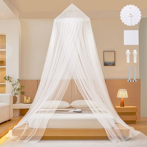 HJJMN Mosquito Net For Bed, Dome Single Door White Bed Canopy, Bed Net With Ceiling Hook, Double Mosquito Proof, Reading Corner Canopy for Travel and Household 60×250×1100CM
