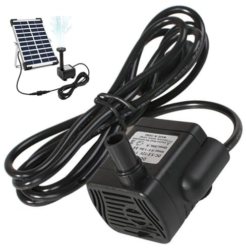 Pompes à eau solaire, DC 5.5V-12V 3W Mini mini-pompes de fontaine solaire, 300L / h à eau imperméable 300 L