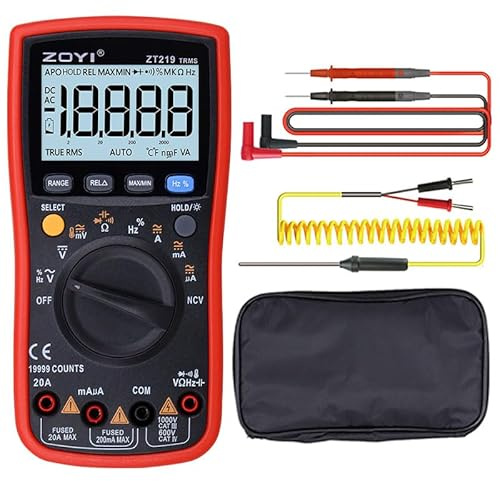 ZOYI ZT219 True RMS Digitalmultimeter 19999 Counts mit NCV, Temperatur Kapazitäts Frequenzmessung und Duty Cycle Hintergrundbeleuchtung Data Hold