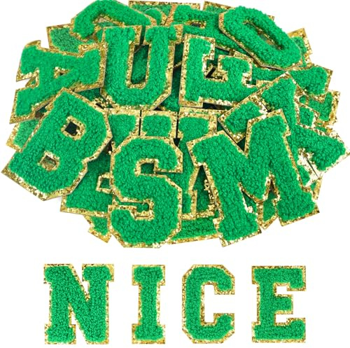 ASTARON 52 selbstklebende Buchstaben Aufnäher Chenille-Buchstaben Aufkleber | Chenille-Material, 11 Farboptionen, bequem und schnell, kein Bügeln erforderlich, verwandelt Abschlusskappe, Kleidung, Tasche