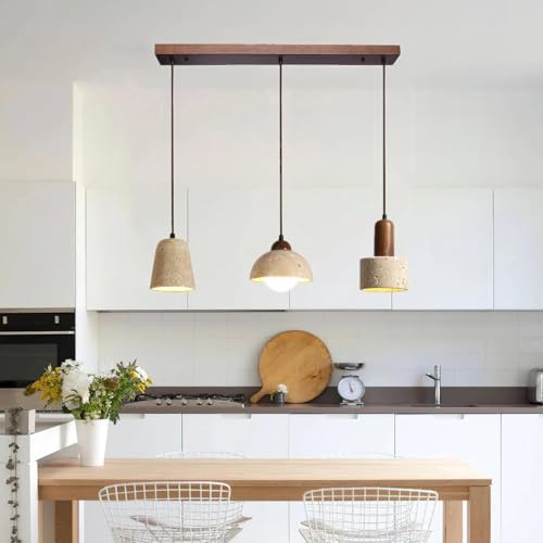 CNMKLM Lampada A Sospensione Giapponese Wabi Sabi Con Paralume In Pietra Naturale, Moderna Nordica Lampadario Regolabile In Altezza For Tavolo Da Pranzo, Isola Cucina, Sala Da Pranzo(A)