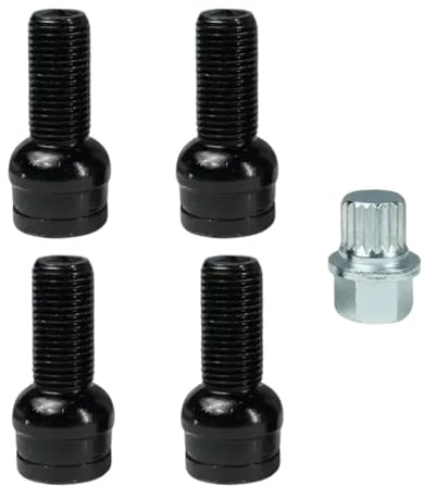 4 pernos de rueda antirrobo de acero con tuercas de rueda, modelo M14 x 1,4 mm,Compatible con, Bora, Beetle, Passat - Juego de con Llave para Máxima Seguridad y Protección del Vehículo