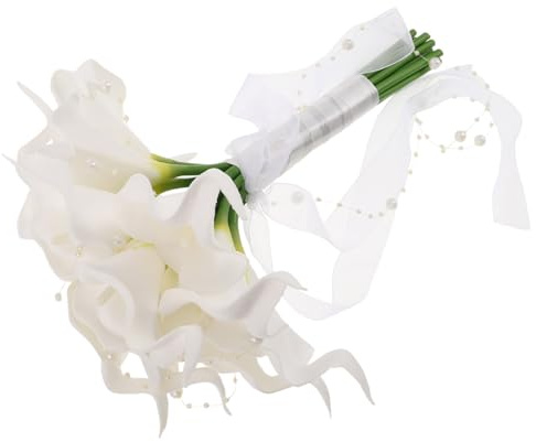 TOPBATHY Brautstrauß Künstlich Weißer Hochzeitsstrauß aus Schaumstoff und Kunststoff Leicht Elegant Klassisch für Hochzeiten und Tanz