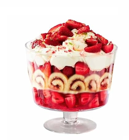 MAGNA RETAIL Footed Glass Trifle Bowl | Fruit Bowl | Stem Glass Serving Dish for Salads, Desserts | Large Gateaux Dessert Dish | Stylish Display for Parties, Weddings, Special Occasions (2 Litre)
