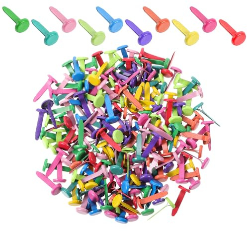 200 Stück Musterbeutelklammern Musterklammern Metall Bunte Rundkopfklammern zum Basteln Mini Klammern Briefklammern Wiederverwendbar Scrapbooking Brads Paper Clips für Schule Büro Basteln DIY (8x19mm)