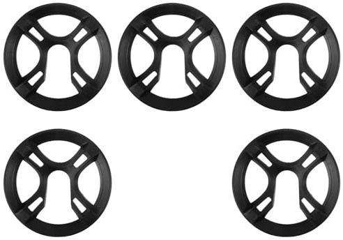 PENIKOKO Protector de Plato para Bicicleta 42 Dientes 4 Orificios Negro 5 Piezas, Anillo Protector Resistente para Cadena, Compatible Bicicletas de Montaña E Híbridas, Protección