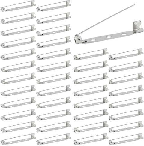 Broschennadeln, 200 Stück Broschennadeln. Silberne Stecknadeln mit 2 LöcherVerschlussnadelnAnstecknadel,AnstecknadelSicherheitsnadel 30 mm für Schmuck- und Handarbeiten.