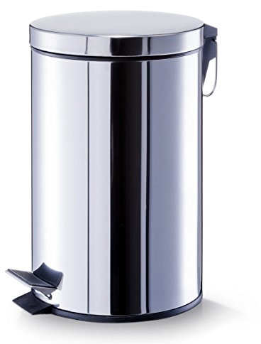 Zeller 18435 Poubelle à pédale en acier inoxydable 12 l, 27 x 26 x 40 cm