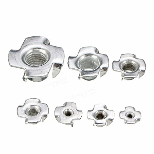VEDA Fijación segura con 25 Tuercas en T M10 x 13mm: Acero galvanizado, diseño de 4 puntas para madera y plástico