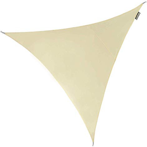 Kookaburra 5m Triangle Water Resistant Garden Patio Sun Shade Sail Canopy 96.5% UV Block with Free Rope (Ivory)
