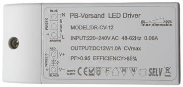 Dimmbarer LED Trafo 12V DC 1-12 Watt Netzteil dimmbar Treiber Transformator für Dimmer G4 MR16 GU5.3 (12.00)