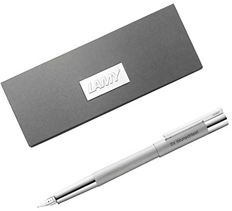 Lamy Füllhalter scala Modell 051, Feder F, Edelstahl brushed, inkl. Laser-Gravur
