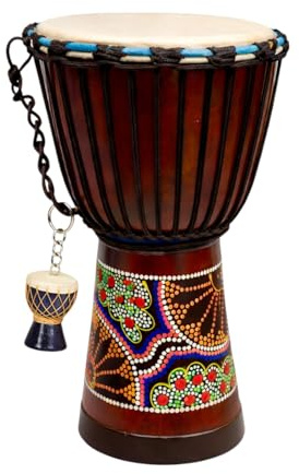 Djembe bongo percussioni tamburo World Bazaar marca, Professional Sound 16 Inches High Painted Brown Black