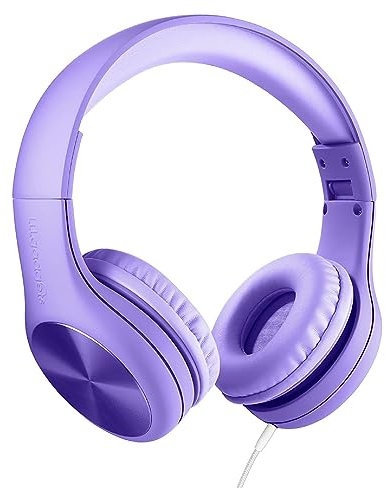 LilGadgets Connect+ Pro Casque pour Enfants Filaire – Conçu avec Le Confort des Enfants à l'esprit, Casque Supra-auriculaire Pliable avec Microphone en Ligne, Casque pour Tout-Petits, Violet