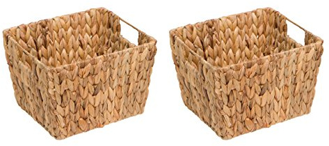 Trademark Innovations Lot de 2 paniers de rangement rectangulaires en jacinthe avec poignées 29,2 cm