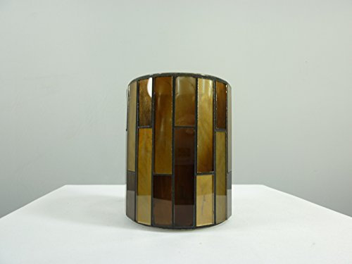 Windlicht-Glas Mosaik handgearbeitet braun-Gold Teelichthalter H8cm D7cm Kerzenhalter Teelicht-Glas Dekovase Tischdekoration