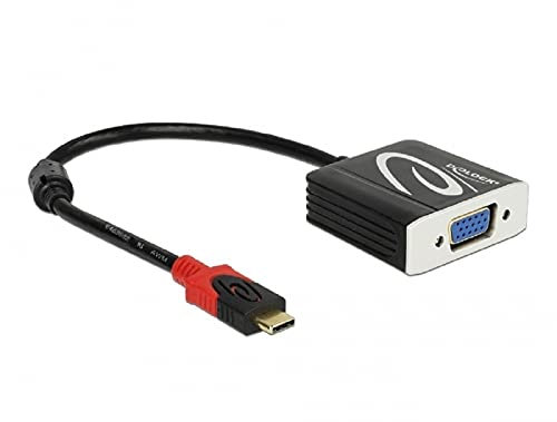 DeLOCK 62994 0.2m USB Type-C VGA Negro - Adaptador de Cable de vídeo (0,2 m, USB Tipo C, VGA, Masculino, Hembra, Oro)