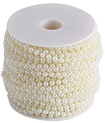 Künstliche Perlengirlande, Beige, 30 Meter, 5mm Durchmesser, ABS Material, für Hochzeitsdekoration, Brautstrauß, Vorhänge