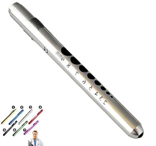 Superverktyg - Mini medicinsk diagnostisk pennficklampa, mini återanvändbar LED-ficklampa för hem, utomhus, läkare, sjuksköterska, nödsituation, EMT (silver, 1 styck).