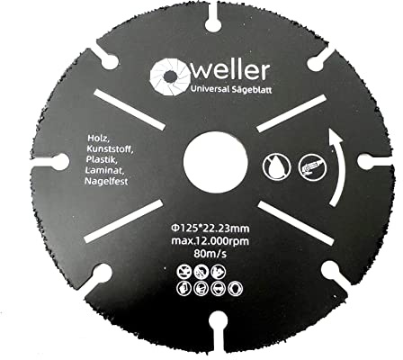 WELLERWERKZEUGE | Disque à tronçonner multi-lames de scie 125 mm pour meuleuse d'angle pour stratifié, bois, plastique, résistant aux clous