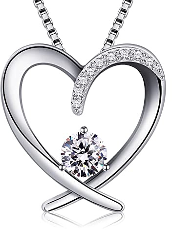 Jewlldeen Collar Mujer Corazón Collares 925 Plata de Ley Colgante con para Regalo Originales Cadena 18 Inch Longitud