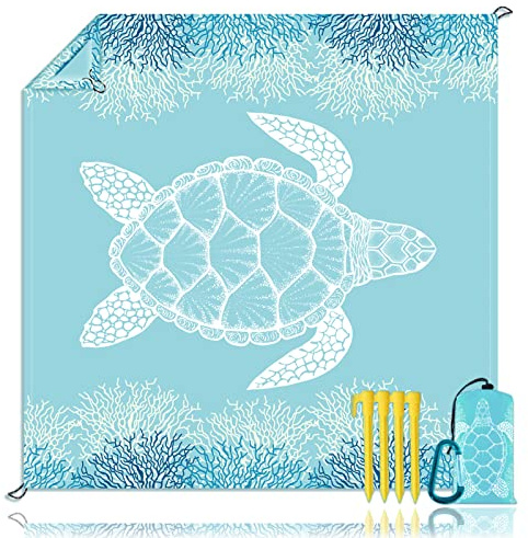 TRADFORE Beach Blanket Sandproof Large Beach Mat 79x 83 4-6 Adults Oversized Lightweight Sand Free Beach Mat Waterproof Beach Blanket Portable Outdoor Camping Blankets for Travel, Camping, Hiking