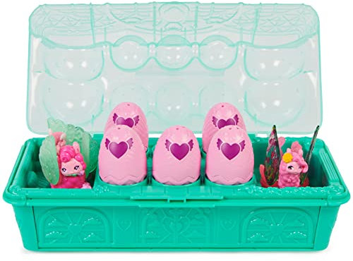Hatchimals Rainbowcation Eierkarton mit Lama-Familie, Spielset mit 10 CollEGGtibles-Figuren und 2 Zubehörteilen, Kinderspielzeug für Mädchen ab 5 Jahren