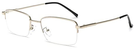 LJCZKA Occhiali Luce Blu Mezza Montatura Rettangolari Uomo Donna, Montatura Occhiali da Vista in Metallo Antiriflesso per Computer Gioco Lettura