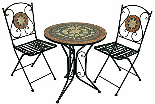Lomadox Bistro-Set Balkonset 3-TLG. aus Metall in schwarz