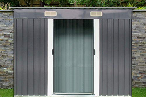 Metal Garden Shed with Internal Base Size (Grey 7Ft 1 Width by 3Ft 7 Depth)
