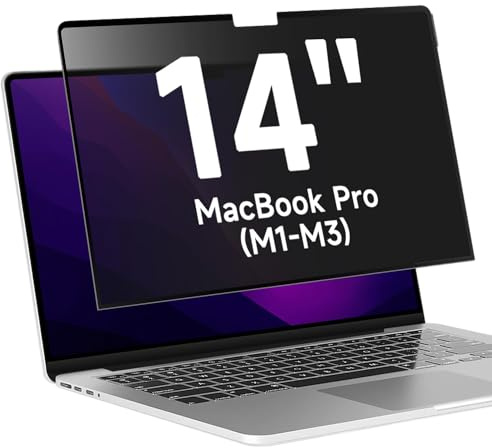 ANTOGOO V Upgrade Privacy Screen Filter Compatible with MacBook Pro 14 Inch (M3-M1 Chip), Removable Anti Blue Light Anti Glare Laptop Privacy Filter, No Magnetic No Glue