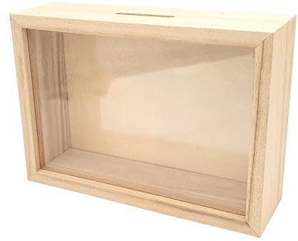 MÉGACRÉA Tirelire en Bois avec fenêtre 17 x 12 x 5 cm