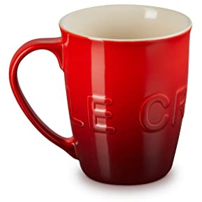 Le Creuset Stoneware 20 oz Extra-Large Logo Coffee Mug, Cerise