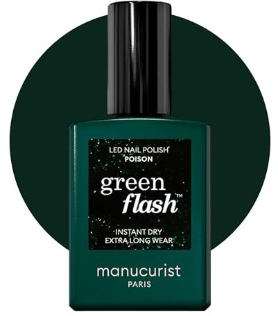 Manucurist Green Flash™ Grüne Glitzer Gel Nagellack Poison - Hema Free UV Lack, 12-Free Lack, Bio-basiert - Nägel Selber Machen für UV Lampe Nägel