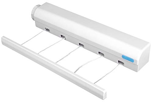 Tendedero Retráctil 5 Hilos 3.75m para Interior Exterior | Tendedero Retráctil, Organizador de Hogar, Acero , 5 Hilos, 3.75 m, Para Interior y Exterior