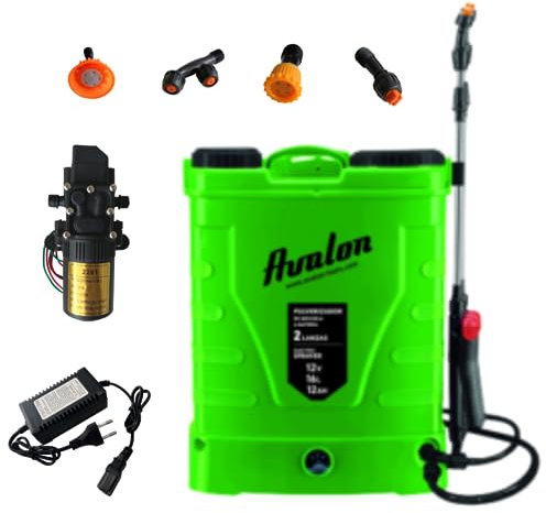 Avalon - Pulverizador Mochila de 2 lanzas Pack con Cargador y Bomba de Repuesto, batería Recargable, Tanque 16 L, Verde
