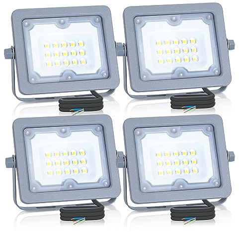 Aigostar Focos Led Exterior 10W Luces LED Exterior 4000K lampara pared exterior 900LM a prueba de agua IP65 para patio, jardín, garajes, 4 piezas