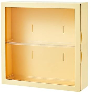 Azatemgo Wandvitrine für Sammlerstücke, Pop Manga, Modellbau, Auto-Sammlung – Pet Acryl, Gelb, 24,5 x 24,5 x 8 cm