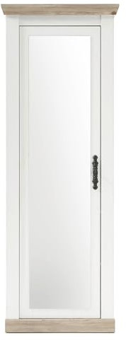 Garderobenschrank in Pinie weiß und Oslo Pinie Landhaus Garderobe mit Spiegel großer Schuhschrank Hochschrank Flurgarderobe Garderobenmöbel 73 x 201 cm Rovola (Schrank 2)