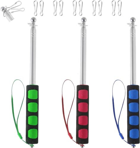 Difounmas 3 Pezzi Asta Telescopica per Bandiera, 2 m Telescopica per della Bandiera Asta della Bandiera Acciaio Inox Asta Bandiera Telescopica per Guide Turistiche Insegnanti Campeggio