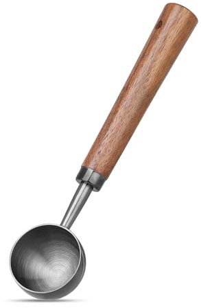 Kaffee-Messlöffel, 10 g Fassungsvermögen, Edelstahl-Kaffeelöffel, Küchenmesslöffel für Kaffee, Tee, Kaffeebohnen-Schaufel, Eisportionierer, Walnussgriff